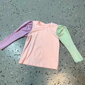 NWOT Puffy Shoulder Colorblock Blouse Top